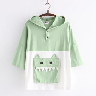 Short-sleeve Hooded Pocket Detail T-shirt