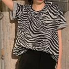 Zebra Print Short-sleeve Tee Tshirt - Zebra - One Size