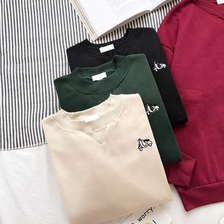 Plain Loose-fit Puff-sleeve Sweatshirt