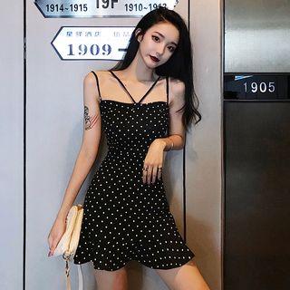 Strappy Polka Dot A-line Mini Dress