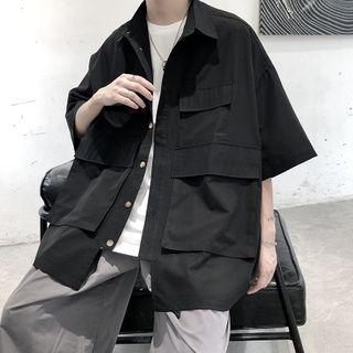 Pocket-detail Elbow-sleeve Cargo Shirt