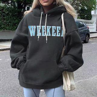 Embroidery Letter Print Hoodie