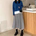 Cable Knit Cropped Sweater / Midi A-line Skirt