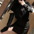 Plain Short-sleeve T-shirt With Detachable-sleeves Black - One Size