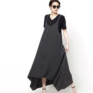 Sleeveless Linen Blend Maxi Flare Dress