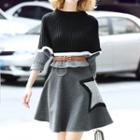 Set: 3/4-sleeve Sweater + A-line Mini Skirt