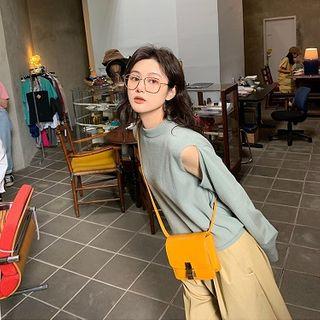 Mock Two-piece Cutout Knit Top