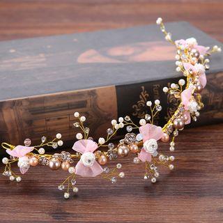 Wedding Faux Pearl Rhinestone Headpiece Gold - One Size