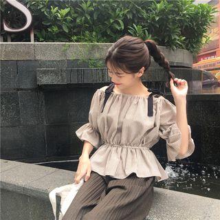 Off-shoulder Bow Bell-sleeve Top