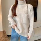 High-neck Knit Pocket Sweater