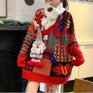 Christmas Themed Sweater / Straight Leg Pants