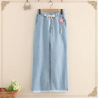 Plain Drawstring Jeans