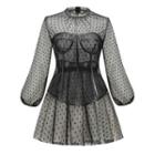 Set: Long-sleeve Dress + Strapless Corset Top