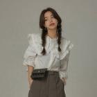 [nice To Meet Chuu] Beaded Capelet Blouse White - One Size