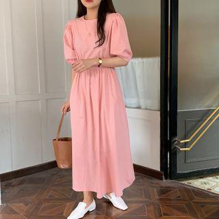 Plain Puff Sleeve Dress