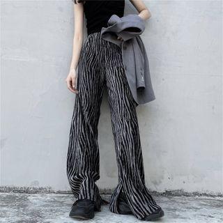 Zebra Print Slit Boot-cut Pants