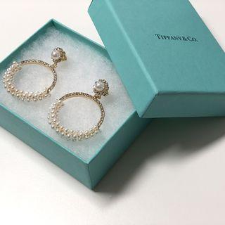 Faux-pearl Hoop Dangle Earrings Gold - One Size