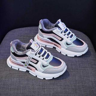 Fleece-lined Faux Leather Athletic Sneakers