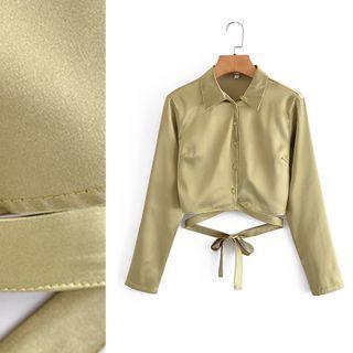 Satin Tied Crop Shirt