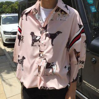 Animal Print 3/4-sleeve Shirt