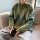 Round Neck Wave Pattern Sweater