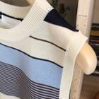 Striped Sleeveless Summer Knit Top Cream - One Size