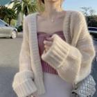 Fluffy Open-front Cardigan