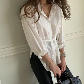 Self-tie Cotton Shirt