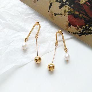 Faux Pearl Alloy Bead Fringed Earring