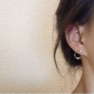 Star Rhinestone Alloy Hoop Earring 1 Pair - Silver - One Size