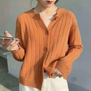 Button-up Rib Knit Cardigan