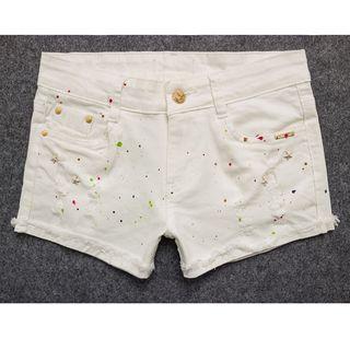 Splattered Denim Shorts