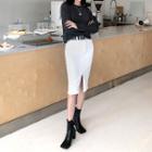 Slit Fray-hem H-line Skirt