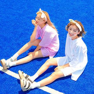 Strawberry Milk Elbow-sleeve Mini Polo Dress