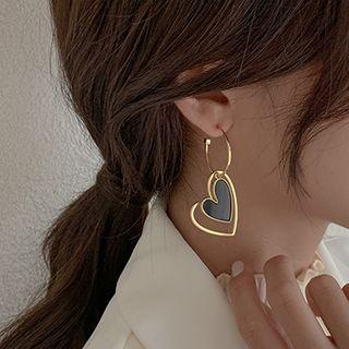 Heart Asymmetrical Fringed Earring