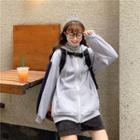 Paneled Zip Hoodie Gray - One Size