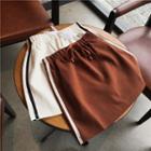 Contrast Trim Drawstring Waist A-line Skirt