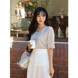 U-neck Elbow-sleeve M Lange T-shirt