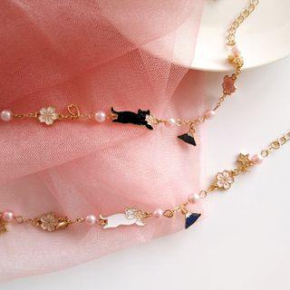 Faux Pearl Cat Bracelet