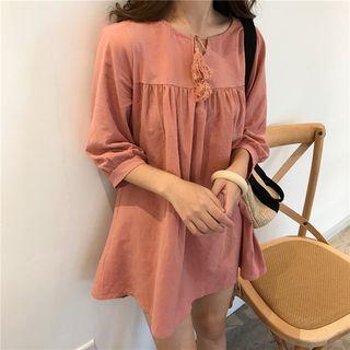 3/4-sleeve Tunic With Tassel