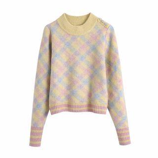 Plaid Round Neck Sweater