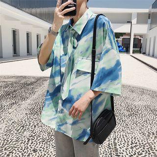 Tie-dye Pocket-front Short-sleeve Shirt