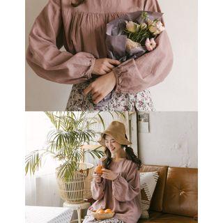 Shirred Front Linen Top