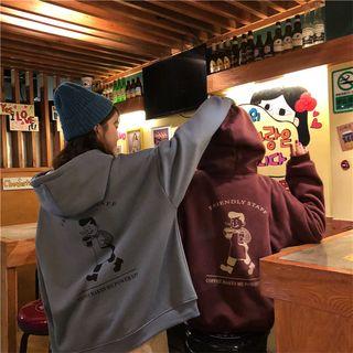 Printed Lettering Zip-up Hoodie