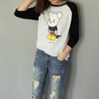 Printed Raglan 3/4-sleeve T-shirt