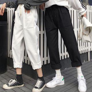 Cropped Straight-cut Drawcord Pants