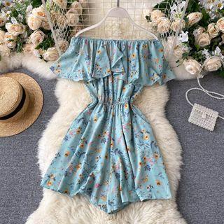 Off-shoulder Ruffle Wide-leg Jumpsuit