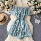 Off-shoulder Ruffle Wide-leg Jumpsuit