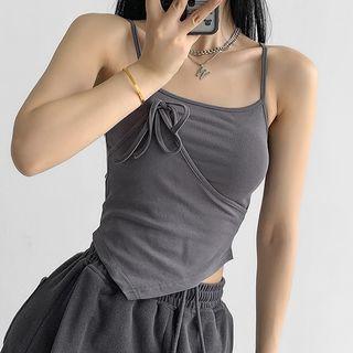 Bow Detail Asymmetrical Cropped Camisole Top