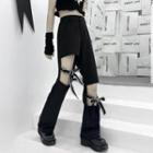 Cutout Bow Accent Straight Leg Pants